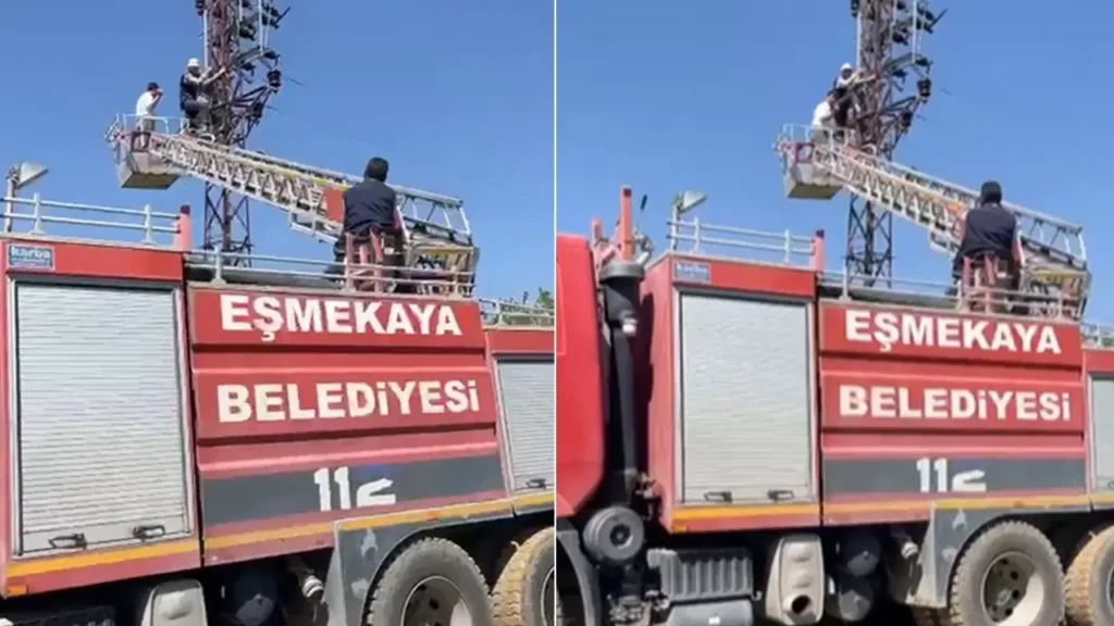 Elektrik Direğinde Mahsur Kalan Çiftçi Kurtarıldı